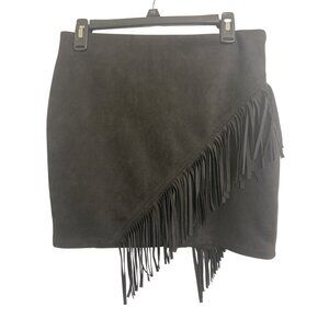 Western‎ L Faux Suede Fringe Mini Skirt Black Coastal Cowgirl